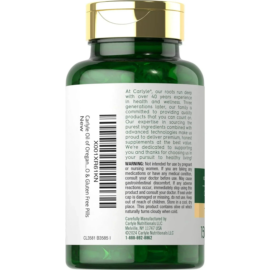 Oregano Oil 4000mg Supplement | 150 Softgel Capsules | Contains Carvacrol | Non-GMO & Gluten Free Formula